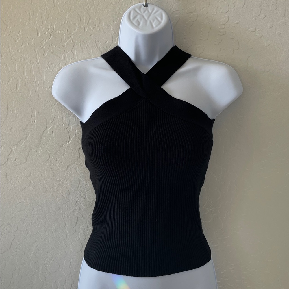 Black criss cross ribbed top